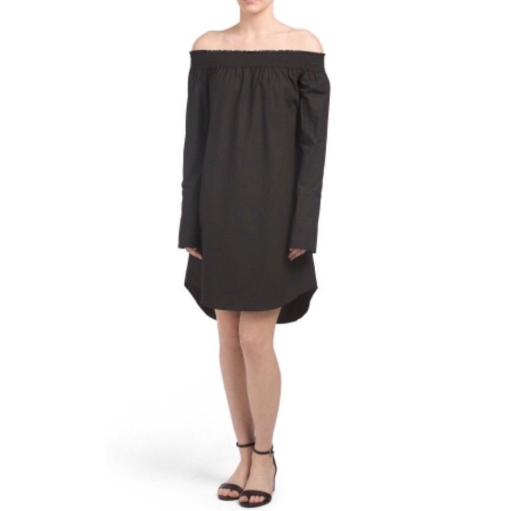 Derek Lam 10 Crosbyc Off Shoulder Cotton Dress Womens 4 Minimalist Quiet Luxury